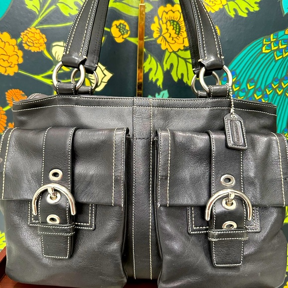 Coach Black Leather Tote Bag